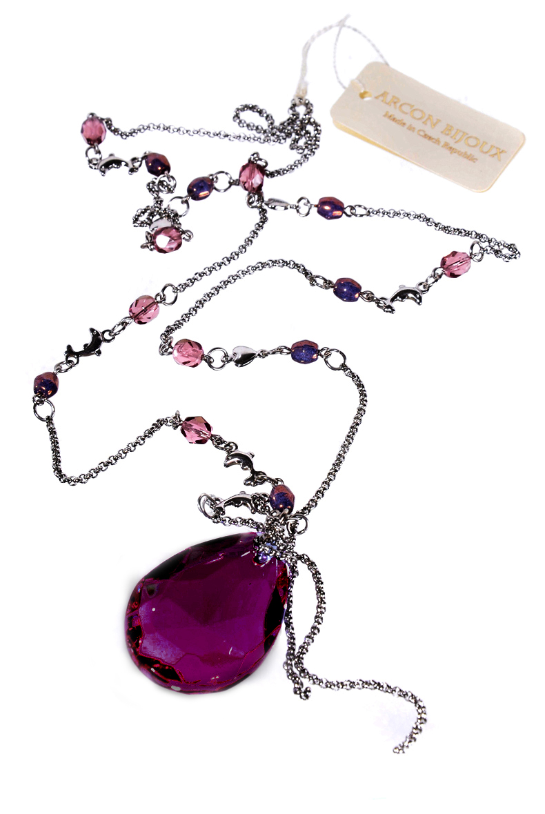  Chirurgická ocel - fialový náhrdelník H95-207