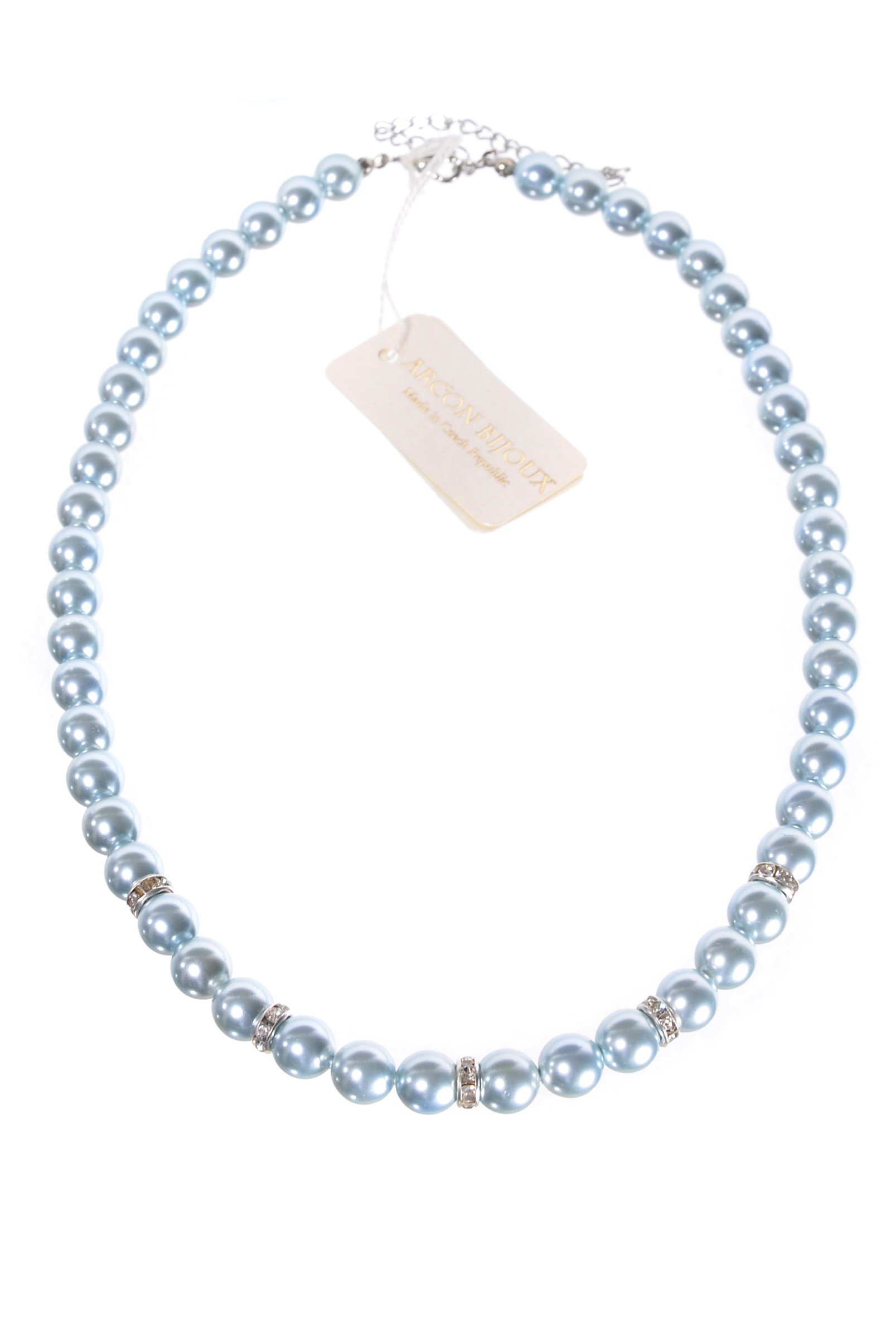 Bleděmodrý náhrdelník z perliček H93S-209