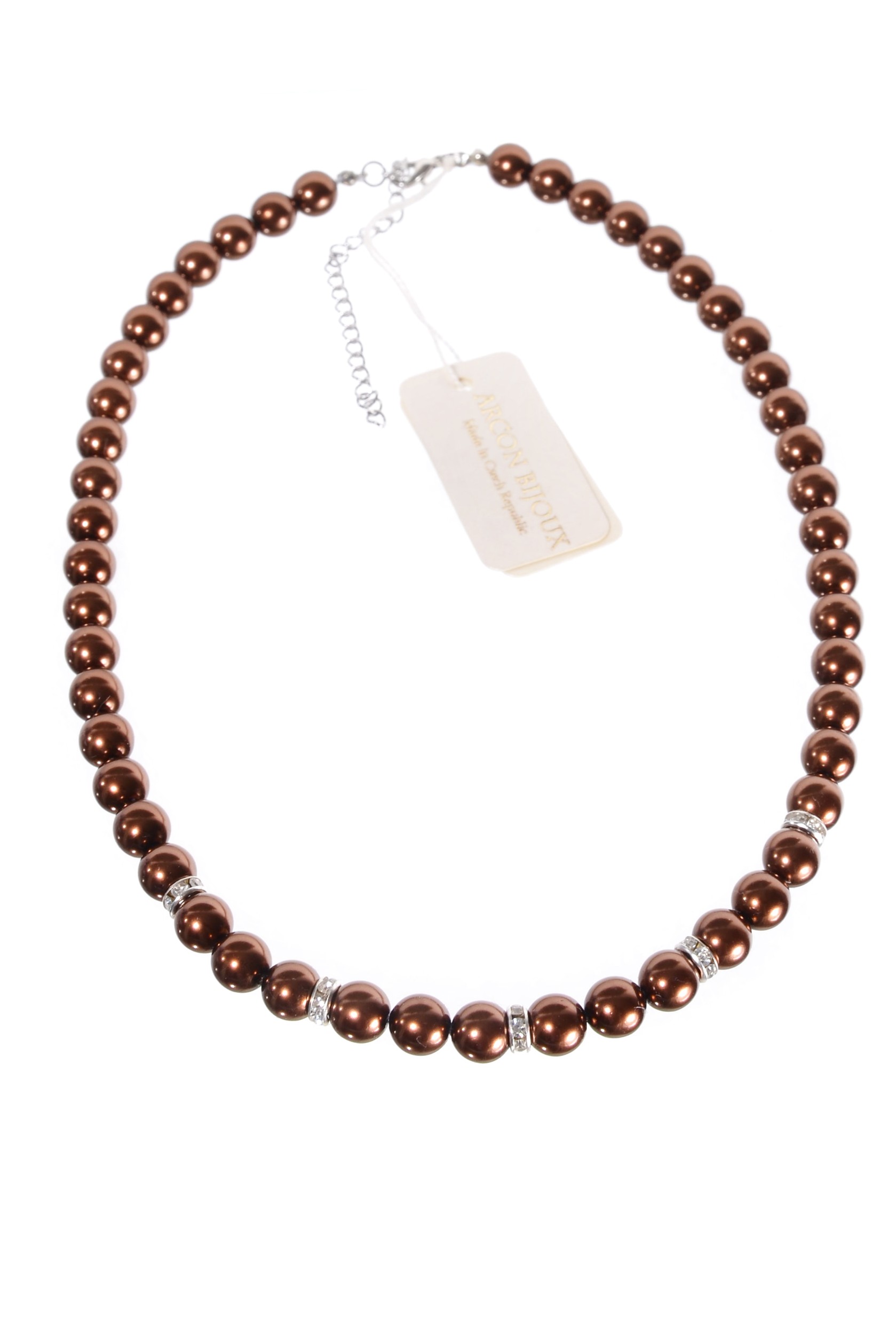 Hnědý náhrdelník z perliček H920-209