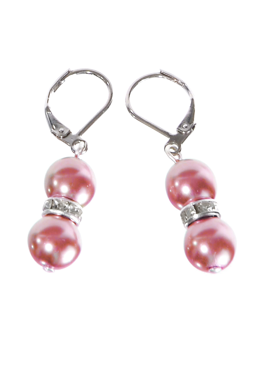 Růžové náušnice perličky U9124-209