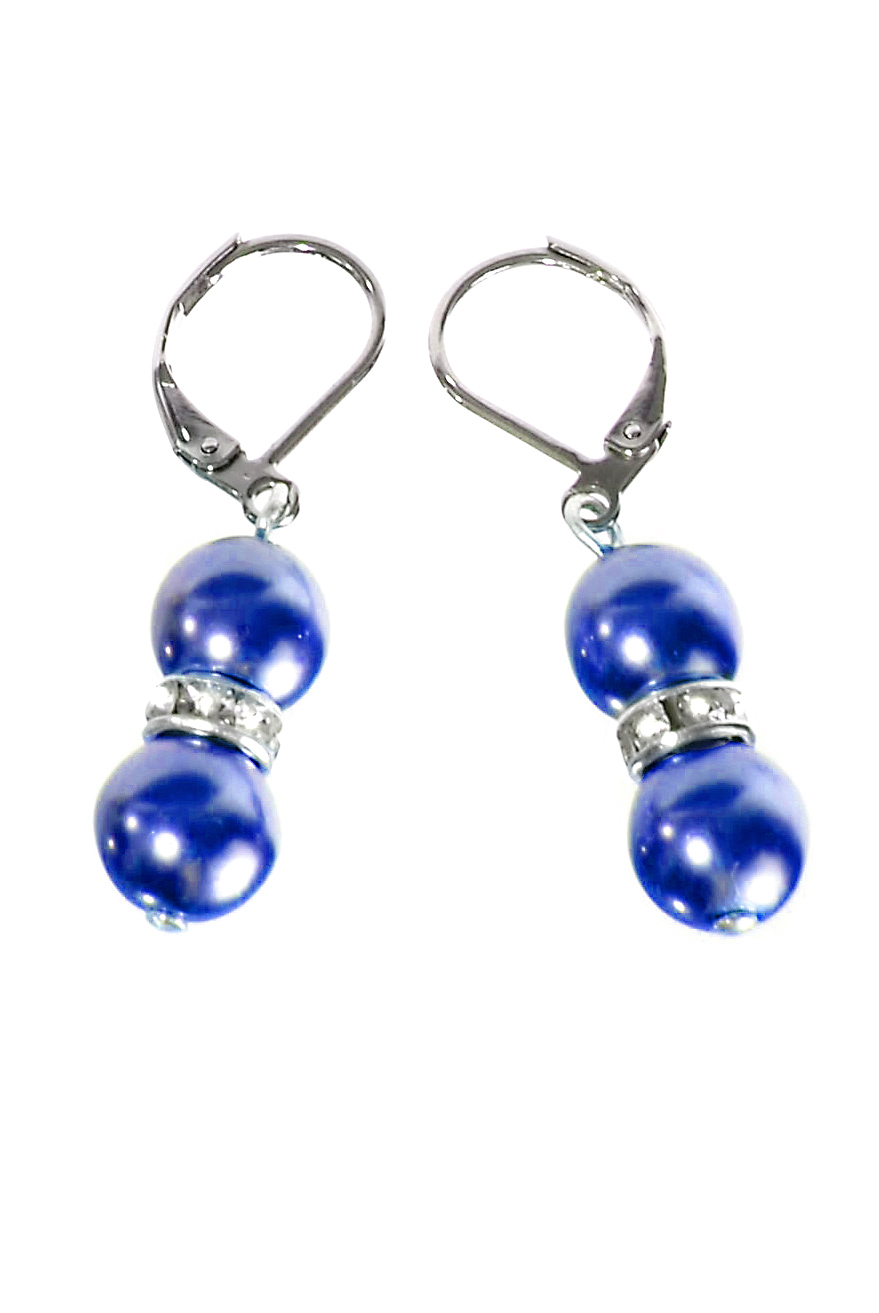 Modré náušnice perličky U93-209