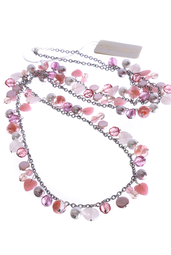 Růžový dlouhý náhrdelník