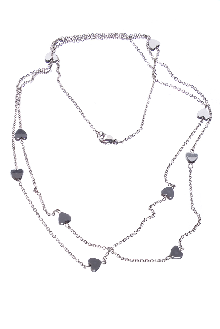 Jemný náhrdelník se srdíčky z  Hematitu H/MOC127