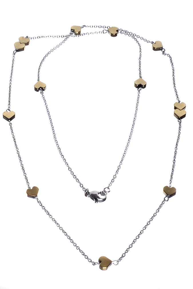 Jemný náhrdelník se srdíčky z  Hematitu H/MOC226