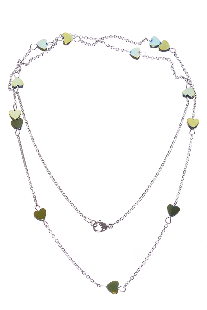 Jemný náhrdelník se srdíčky z  Hematitu H/MOC24