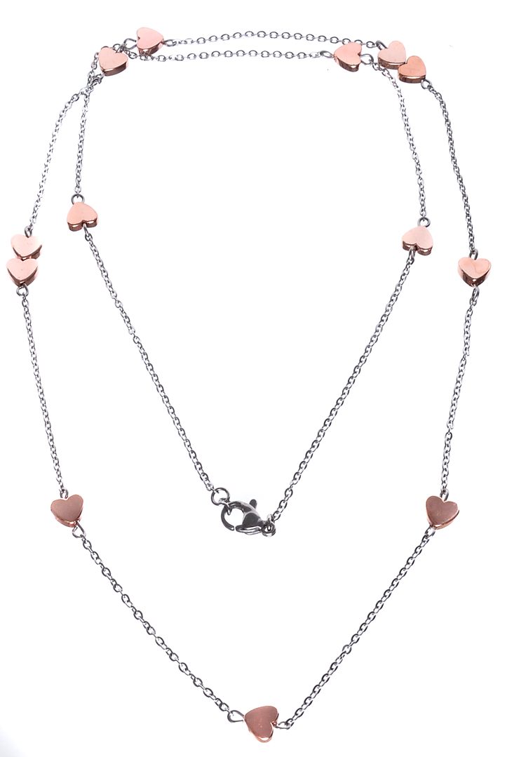 Jemný náhrdelník se srdíčky z  Hematitu H/MOC21