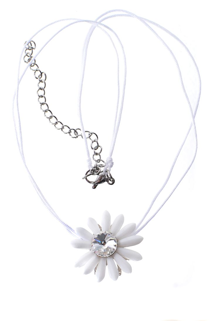 Bílý náhrdelník kytička se Swarovski El. H922-208