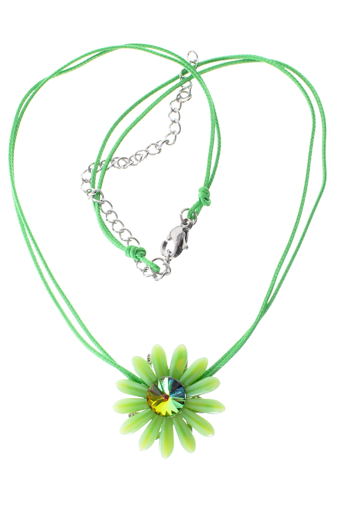 Zelený náhrdelník kytička se Swarovski El. H94-208