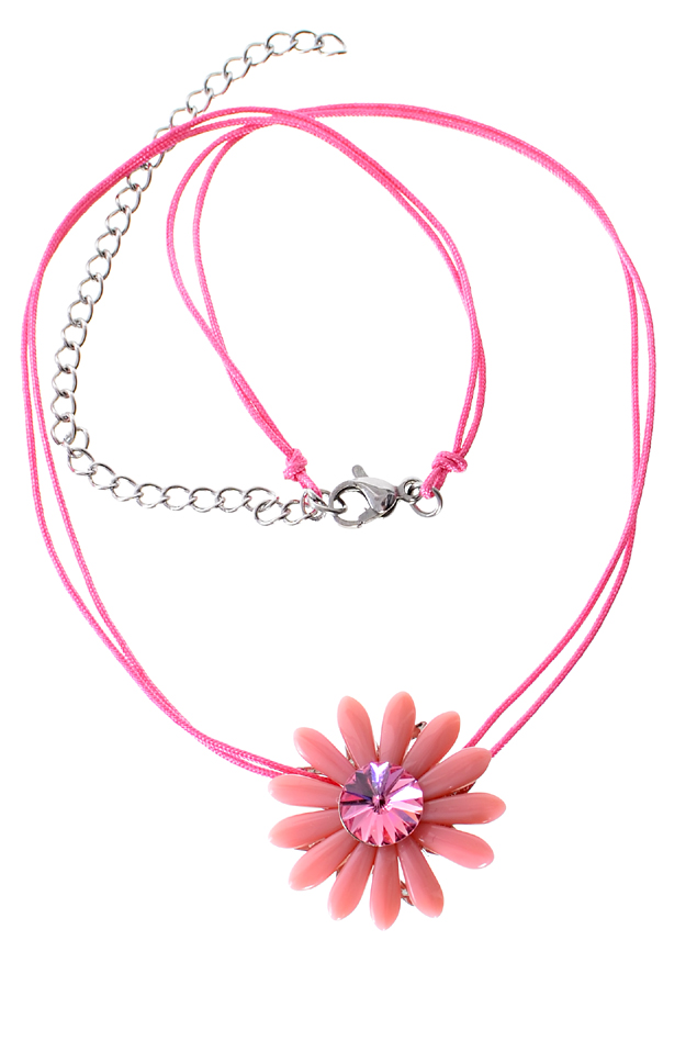 Růžový náhrdelník kytička se Swarovski El. H91-208
