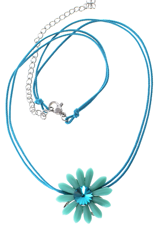 Tyrkysový náhrdelník kytička se Swarovski El. H96T-208