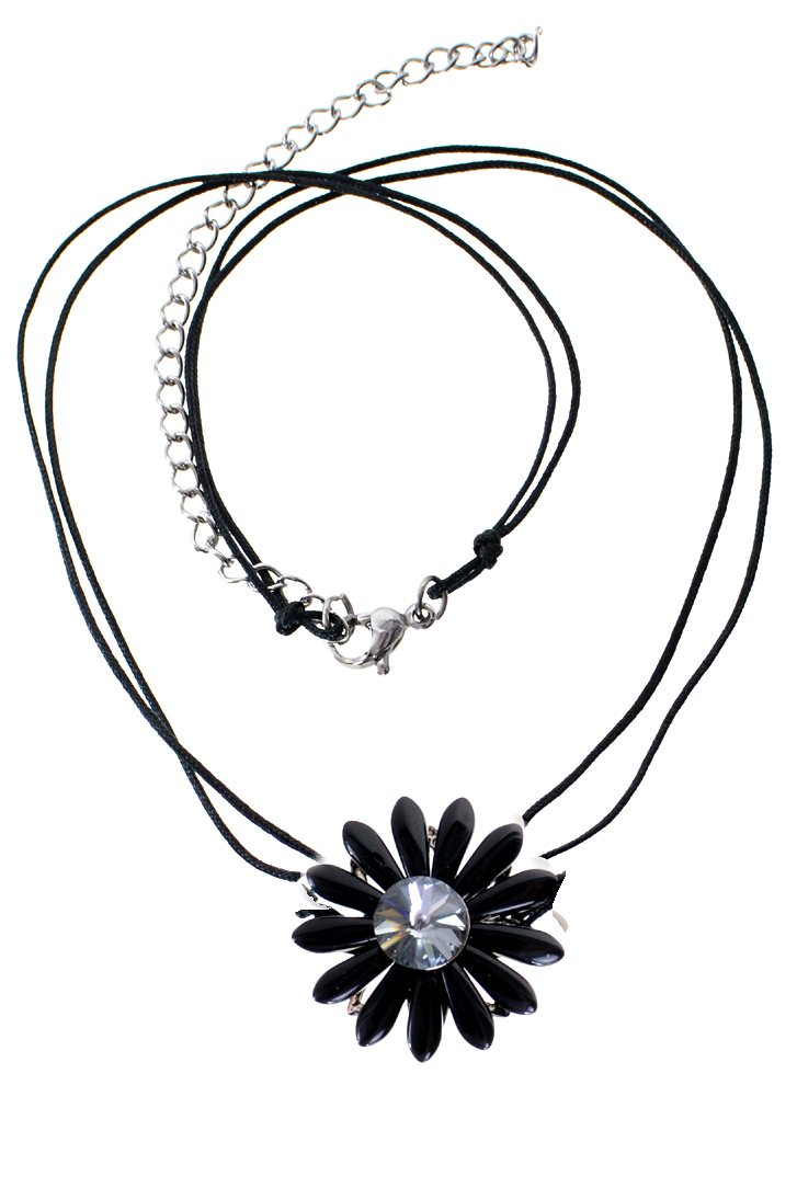 Černý náhrdelník kytička se Swarovski El. H98-208