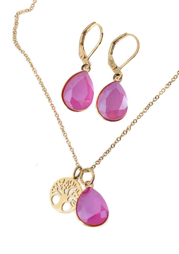 Swarovski Elements souprava - růžové Slzy SET70773Z/STR1