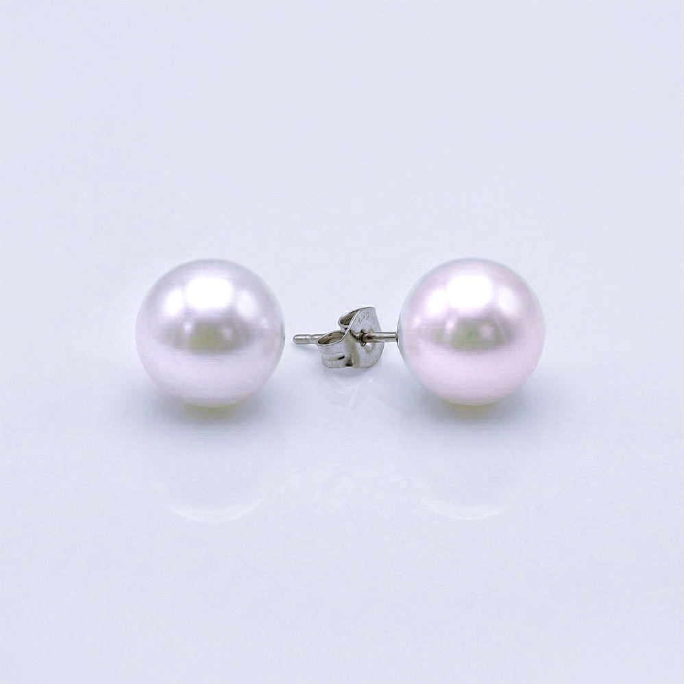 Náušnice velké perly z chirurgické oceli. CHOU/247