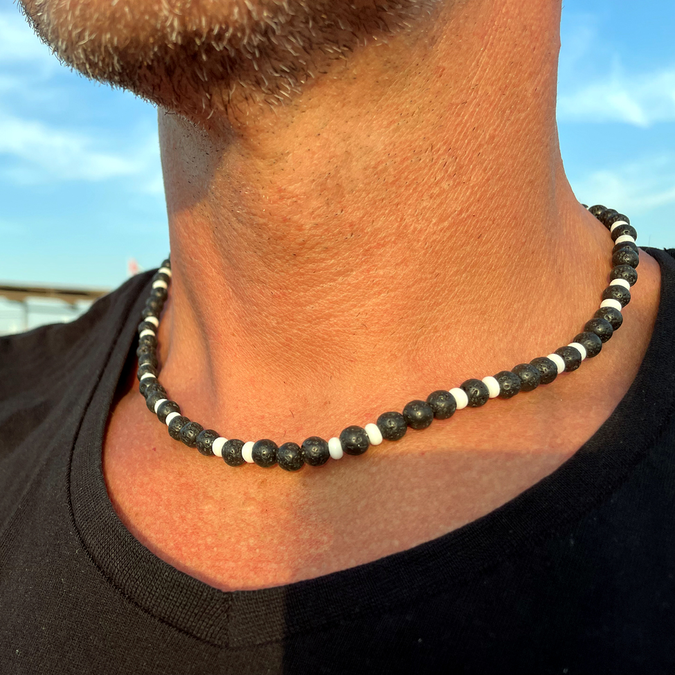 Pánský korálkový náhrdelník Láva CHOH/316