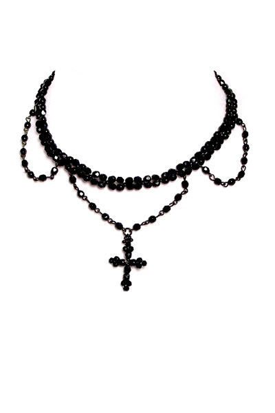 černý náhrdelník H68-60