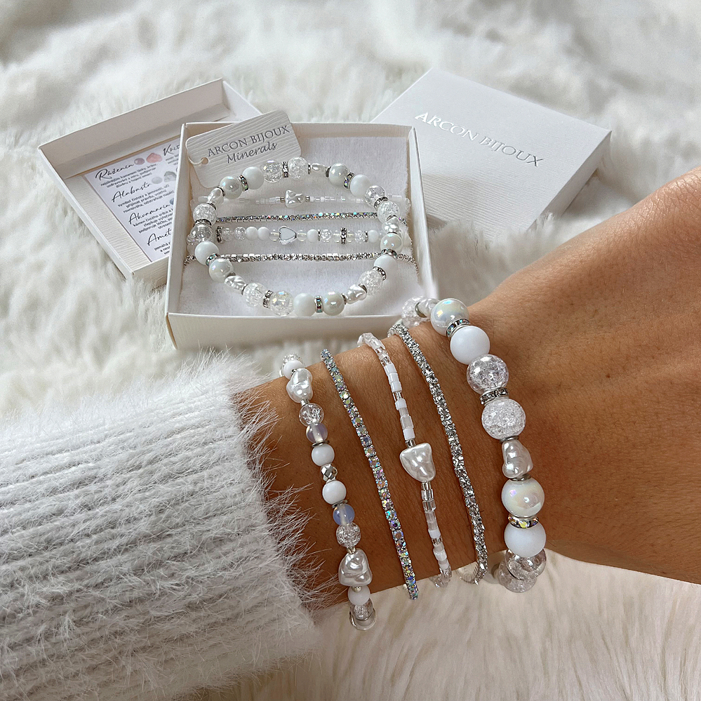 SET náramků z minerálů-  Sněžná perla SETM/M344