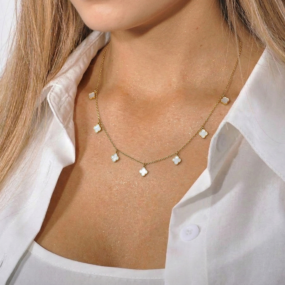 Řetízek s čtyřlístky pozlacený  CHOH/275