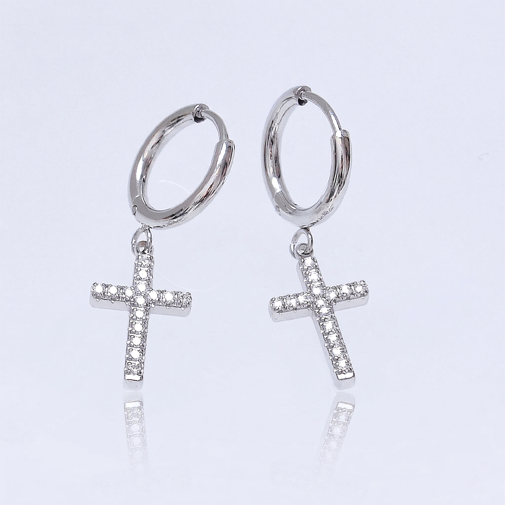 Náušnice křížky se zirkony chirurgická ocel CHOU/233