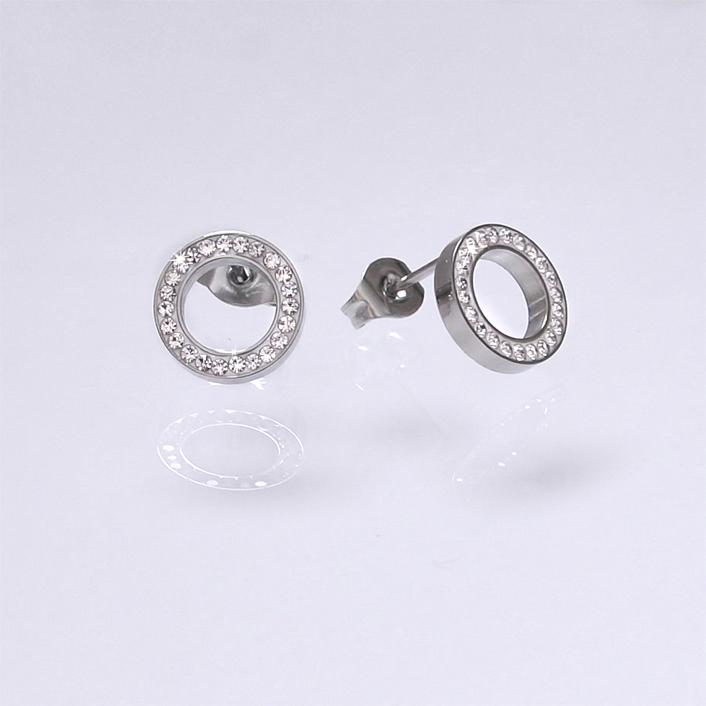 Náušnice  kroužky poseté kamínky chirurgická ocel CHOU/237