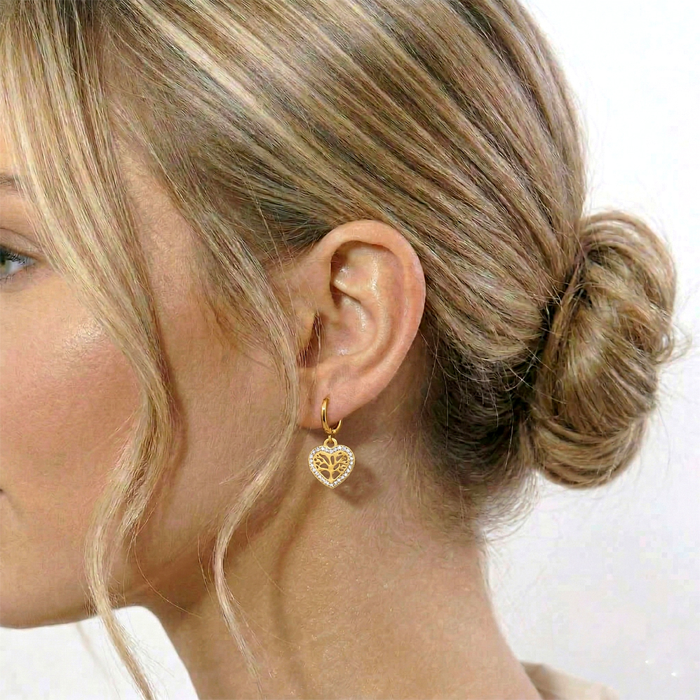 Srdíčkové náušnice se stromem života CHOU/242