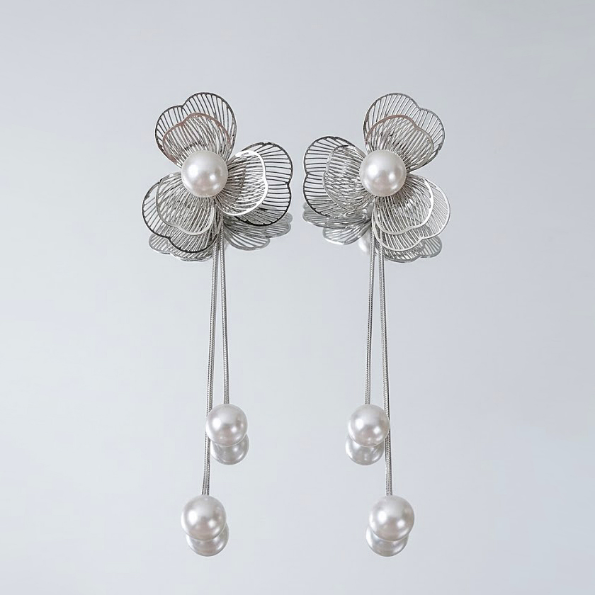 Visací náušnice květy z chirurgické oceli CHOU/210