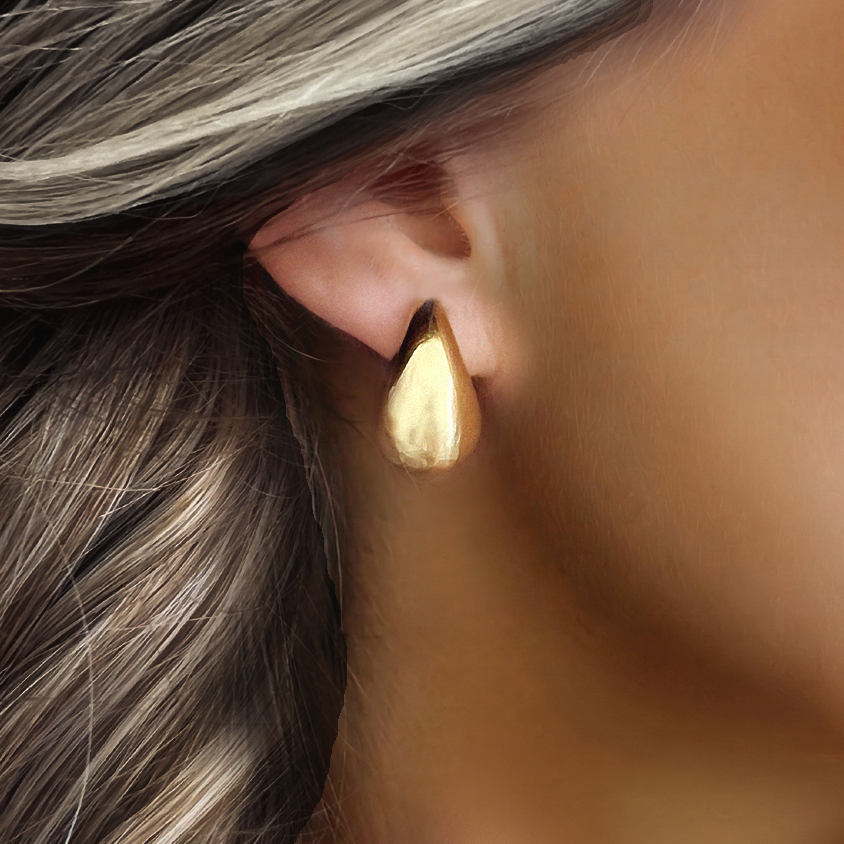 Náušnice slzy chunky drob z pozlacené oceli CHOU/219