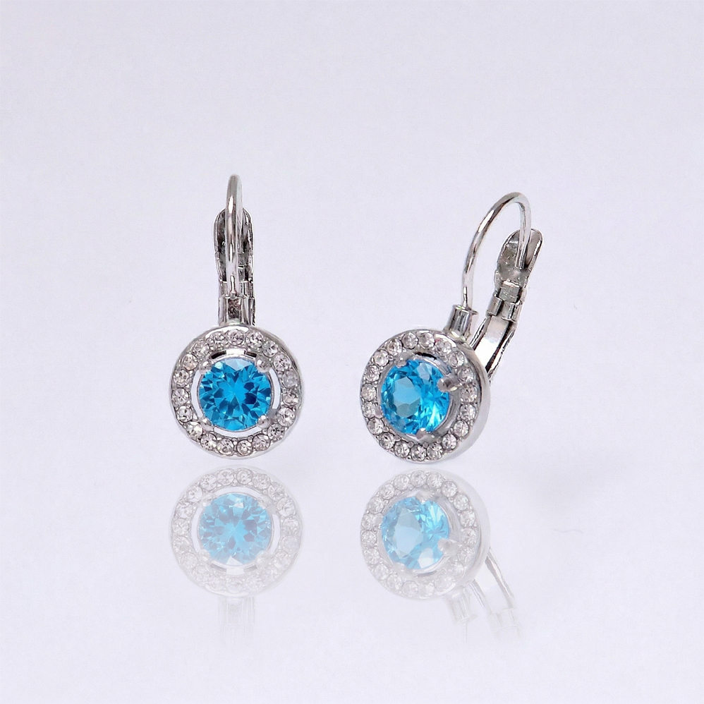 Visací náušnice s tyrkysovým zirkonem CHOU/228