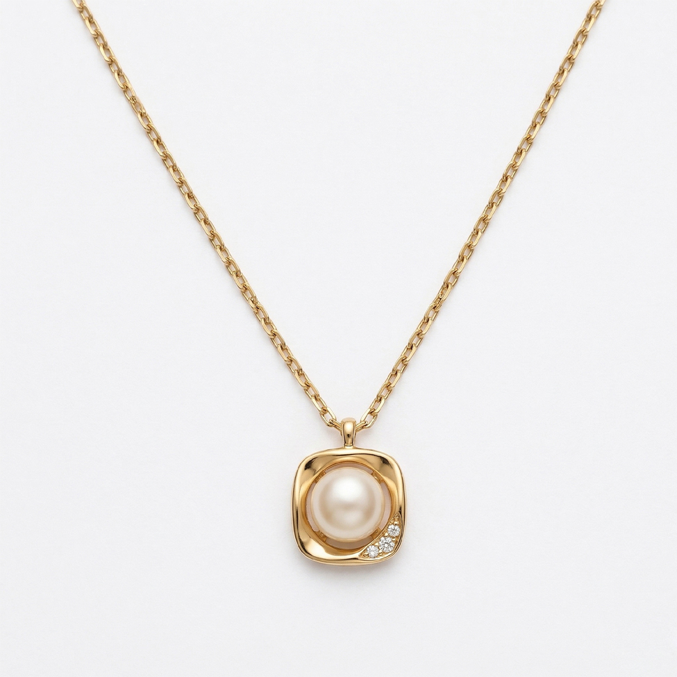 Řetízek s přívěskem perlička pozlacený  CHOH/278